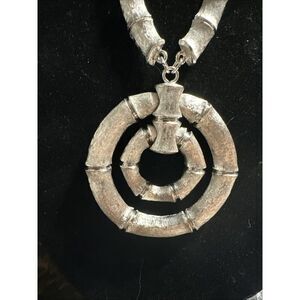 NAPIER VINTAGE BAMBOO Necklace Rare Silvertone Runway Piece